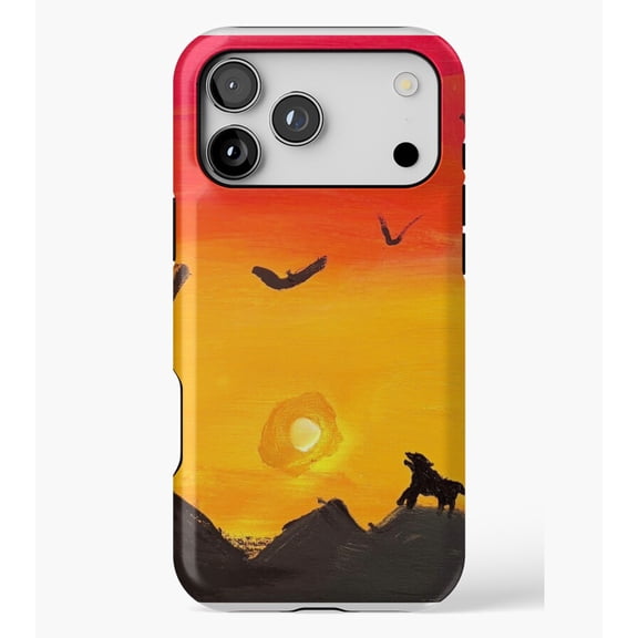 Gradient sunset wolf M1708, Protective Case for iPhone 17 16 15 14 13 12 11 Pro Max – Modern Unisex Style