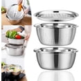 thumbnail image 1 of Gradientiscolor Germany Multifunctional Stainless Steel Basin, Multifunction Stainless Steel Basin, Stainless Steel Shredding & Drainage Chopping Basin with Grater,Strainer and Drain Baske (11.02in), 1 of 7