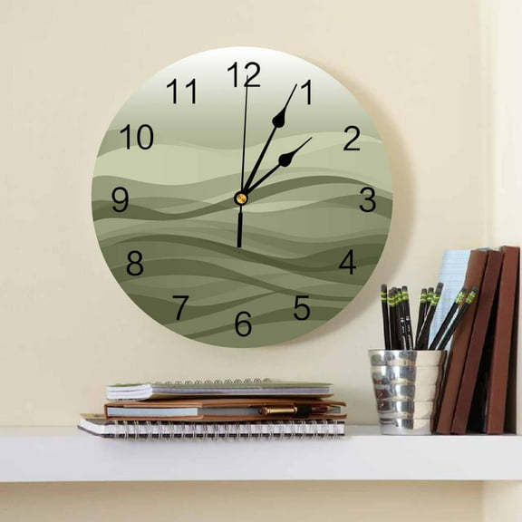 Gradit Water Ripple Sage Gre Wall Clock Large Modern Kitch Dinning Round Wall Clocks Bedroom Silt Hanging Watch