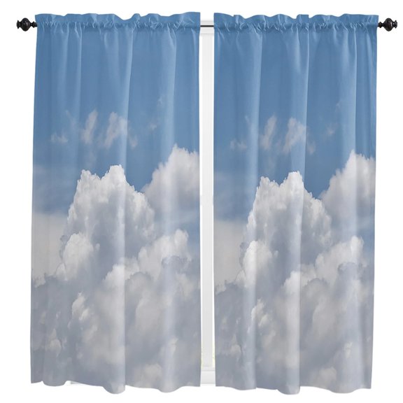 Gradual Clear Sky With White Clouds Retro Living Room The Bedroom Home Interior Room Decoration Drapes Kitchen Curtains