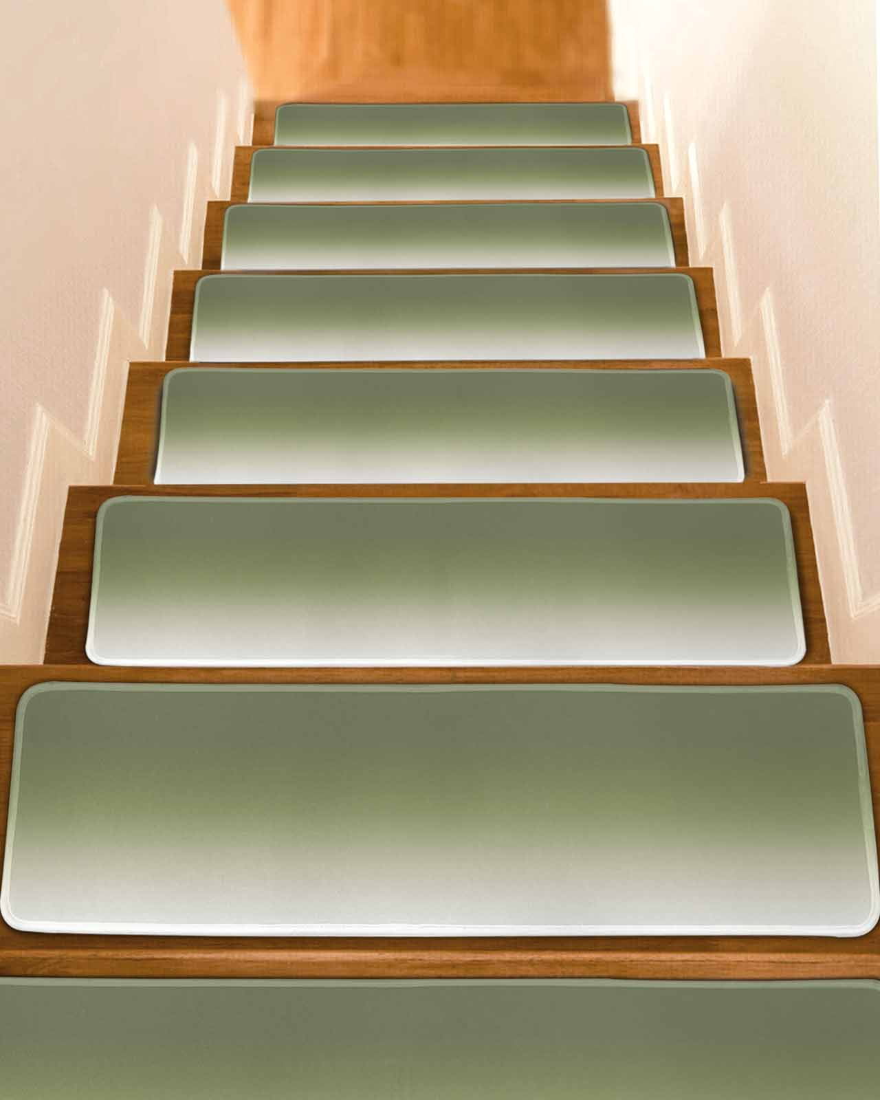 Gradual Front Steps Gradual Sage Green, Solid Color Aesthetics Art Stair Treads for Wooden ...