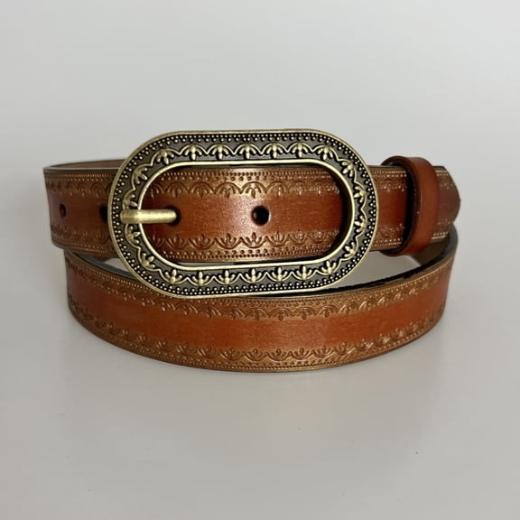 Gradual change color leather belt cross-border hot sale women trend niche dark gradual change color leather belt retro old