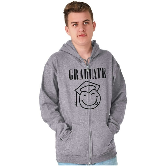 Graduate 90s Throwback Graduation Unisex Plus Size Zip Hoodie Brisco Brands 2X