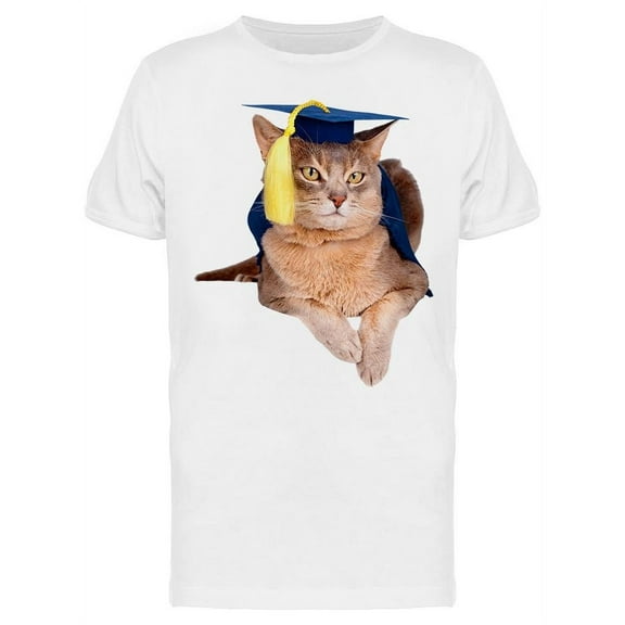 Graduate Abyssinian Cat T-Shirt Men -Image by Shutterstock, Male Large