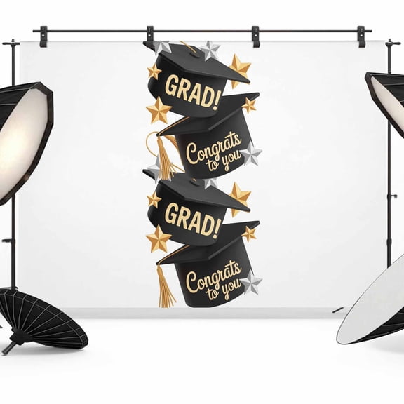 Graduate Backdrop for Photography, Fabric Photo Background Backdrop, Funny Words Modern Art Photo Booth Background for Portrait Photoshoot Video Wedding Studio Decoration Banner 7x5ft