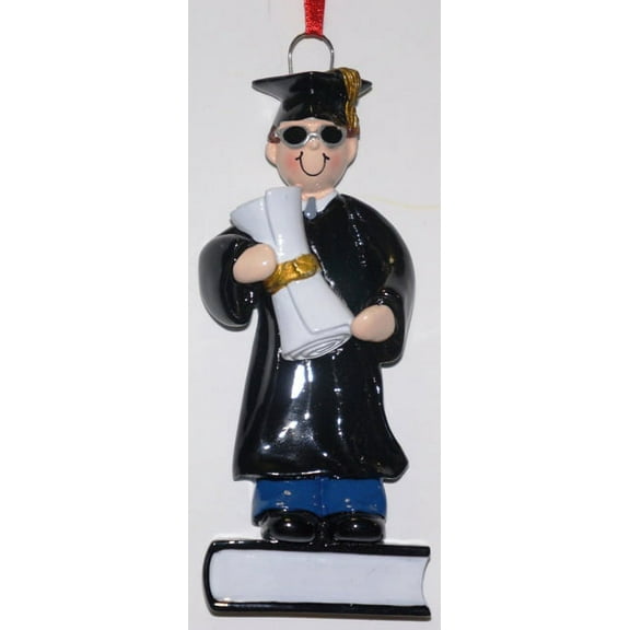 Graduate Boy Brown Personalized Christmas Ornament DO-IT-YOURSELF