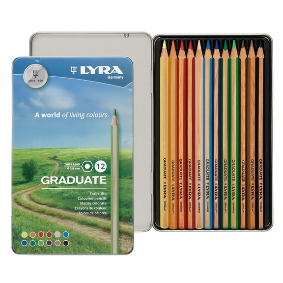 Lyra Graduate Colored Pencils Set Tin, Assorted Colors, 12 Pieces