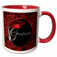 thumbnail image 1 of 3drose, Graduate in Red and Black Floral with Red Graduation Cap and Floral Background, 11oz Two-tone Red Mug, 1 of 6