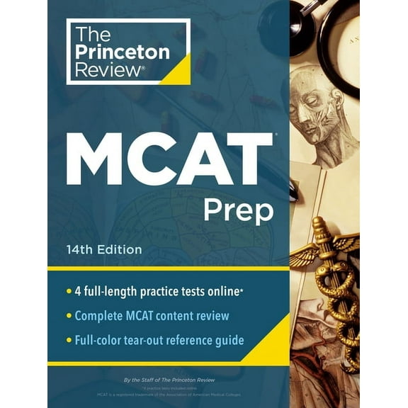 Graduate School Test Preparation Princeton Review MCAT Prep, 14th Edition: 4 Practice Tests + Complete Content Coverage, (Paperback)