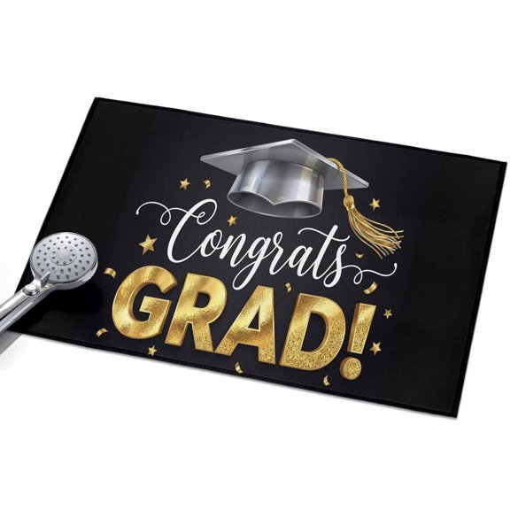 Graduate Season 2x3ft Non Slip Area Rug Congrats Grad Bachelor's Cap Celebration Black Washable Soft Area Rugs for Living Room, Indoor Circle Carpet for Bedroom Dining Room Kitchen