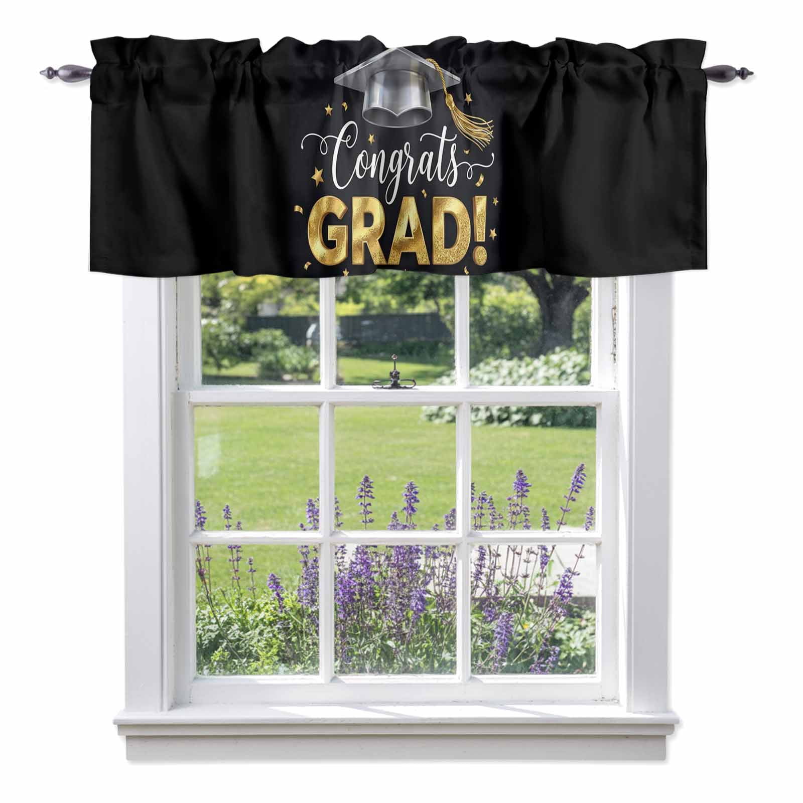 Graduation Window Display Graduate Season Valance Curtain for Windows Congrats Grad Bachelor's ...