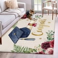 thumbnail image 1 of Graduate Season Washable Area Rugs 2.7'x5', Congrats Grad Bachelor's Cap Flower Leaf Star Low Pile Throw Living Room Rug Non-Slip Sturdy Edge Binding Carpet for Indoor Entryway Bedside Kitchen, 1 of 9
