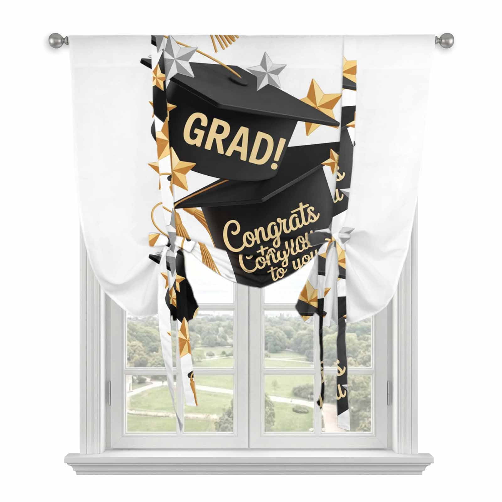 Grad Drapes Graduate Tie Up Curtains for Windows, Adjustable Balloon Window Shades ...