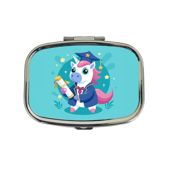Graduate Unicorn Graduation Small Travel Handbag Pill Box Case