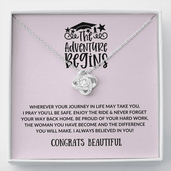 Graduate - Wherever Your Journey - Love Knot Necklace - Graduation Gift
