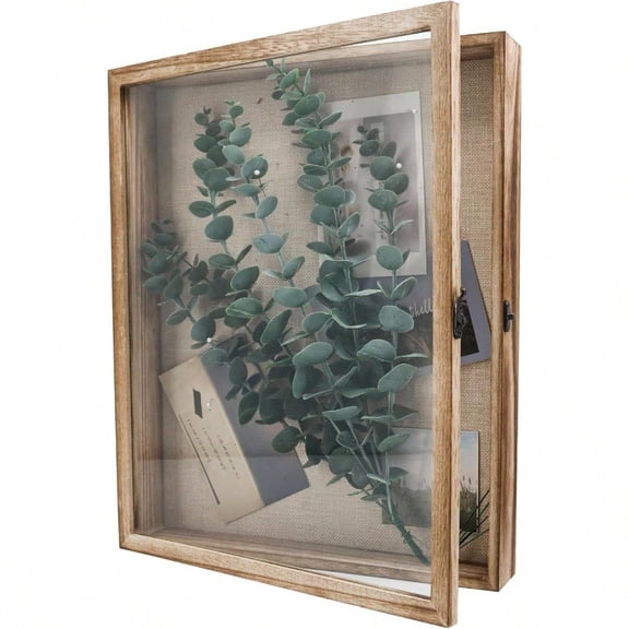 GraduatePro Shadow Box Frame 13x16 Display Case With Linen Back Real Glass Window Door With Hinge Picture Frame Wedding Bouquet Memorabilia Medals Photos Memory Box For Keepsakes Carbonized Black