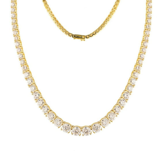 Graduated 3-6.5MM Moissanite Tennis Necklace for Women Men D Color VVS1 Clarity Gold Tennis Necklace Round Cut 925 Sterling Silver Diamond Necklaces 18-24 inches