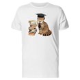 thumbnail image 1 of Graduated Cat With Books Tee Men's -Image by Shutterstock, 1 of 4