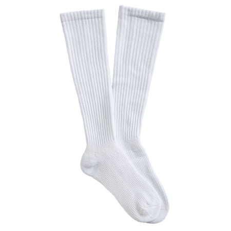 Graduated Compression Diabetic Calf Sock, White, Medium