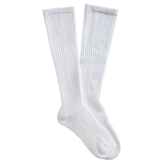 Graduated Compression Diabetic Calf Sock, White, Medium