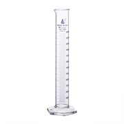 Graduated Cylinder, 250ml - Class B Tolerance  2.00ml - Hexagonal Base - Blue Graduations - Borosilicate 3.3 Glass - Eisco Labs