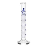 Graduated Cylinder, 25mL - Class B Tolerance  0.50mL - Round Base - Blue Graduations - Borosilicate Glass - Eisco Labs