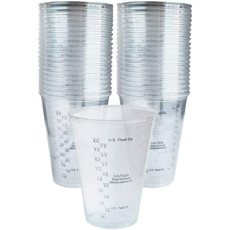 Graduated Disposable Ultra Clear Plastic Measuring Cups, 8oz/240ml (Pack of 100)