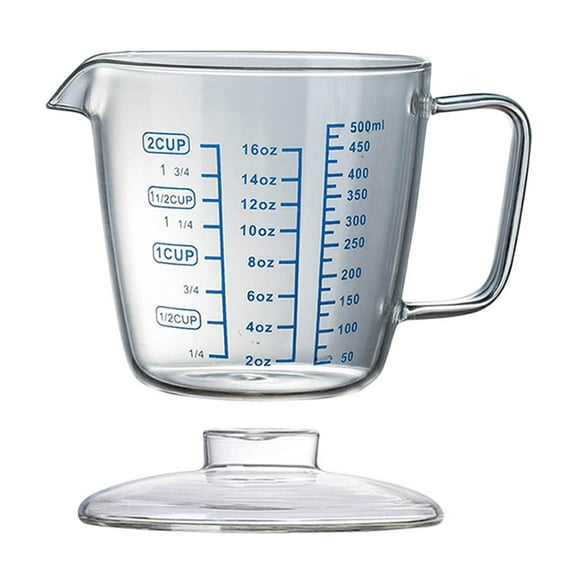 POPETPOP Practical Glass Measuring Jug Assorted Color for Home Baking with Scale 1Pc