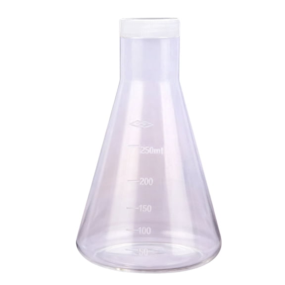 Graduated Laboratory Flasks with Leakproof Lid Clear Plastic Triangular Flasks for Chemical Mixing and Science Lab