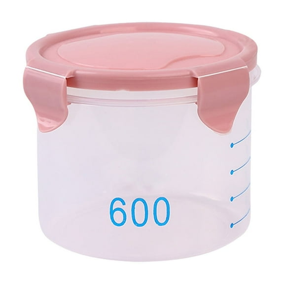 Graduated Round Plastic Storage Jar With Lid Airtight Silicone Seal Measurement Scale Stackable Multipurpose Kitchen Container