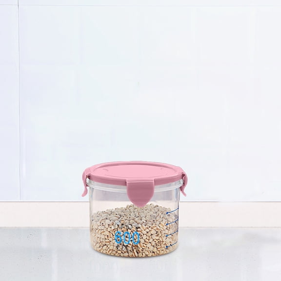 Graduated Round Storage Jars, Plastic Kitchen Canisters with Lids, Snack & Grains Containers, Set of 1