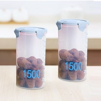 Graduated Storage Jars with Lids, Plastic Kitchen Sealing Containers, Transparent Snack Jars for Grains, Yogurt, Cheese, Baking Ingredients, Leak Proof Food Canisters, Stackable Pantry Organization