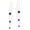 thumbnail image 1 of Graduated Tiers Blue Cubic Zirconia Sterling Silver Threader Earrings, 1 of 5