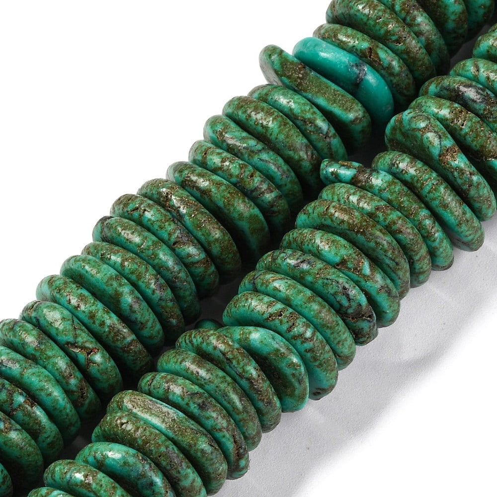 Graduated Turquoise Beads Strands Dyed Dark Green 7~20x7~15x3~5mm Hole: 1.2mm 118~119pcs/strand 15.75~15.87''(40~40.3cm)