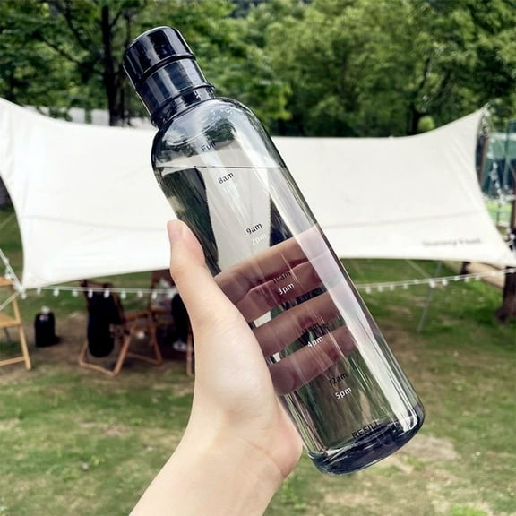 Graduated Water Bottle | Plastic Cold Brew Tea Bottle | Portable Leak-Proof Design | Clear & Black Options | 25cm Tall | 1-Piece Set