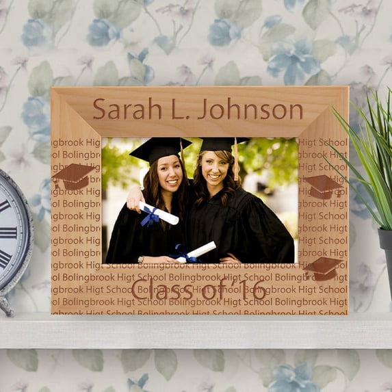 Graduating Class of This Year Personalized Wooden Picture Frame-6" x 4" Brown Horizontal