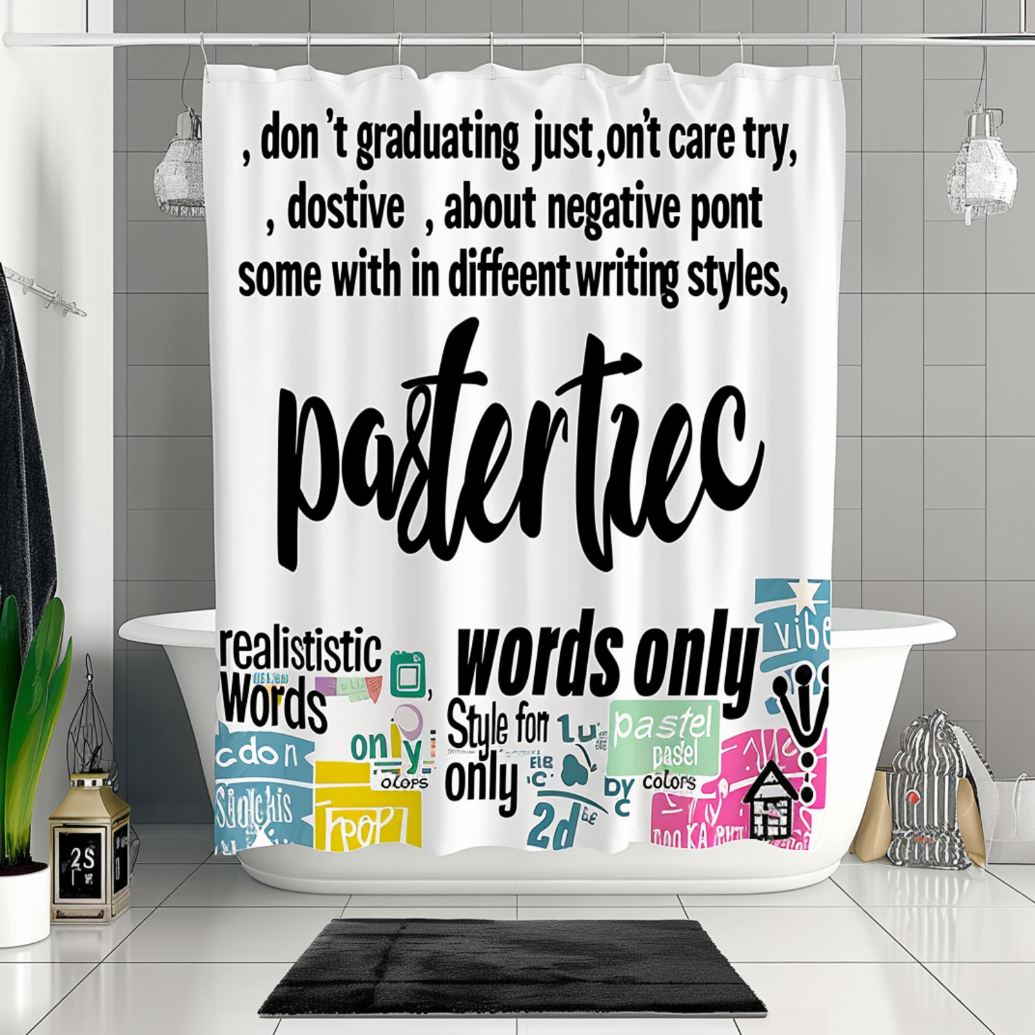 "Graduating Just Try" Inspirational Tagline Design Shower Curtain