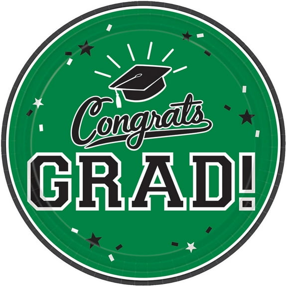 Graduation 10" Dinner Plate Green (18 Count)