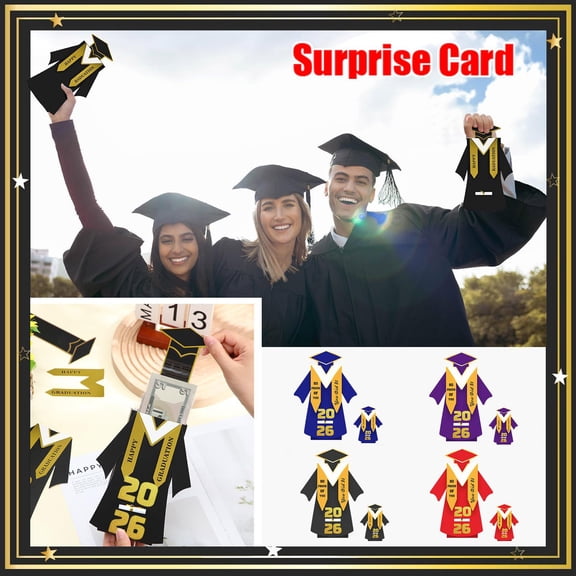Graduation 2026, 2026 Graduation, 36inAssembled, Black Paper, Pop-Up Opening Money Greeting Card, Personalized Blessing Notes, End-Of-Year Ceremonies, 1 Set