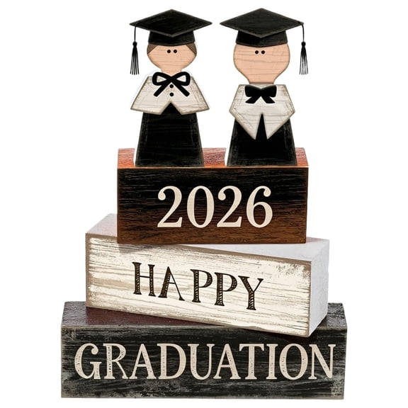 Graduation 2026 Decorations, Cap Decorations for Graduation, Rustic Home Decor, Tray Decor, Wooden Figurines, Tabletop Decor, Grad Gift, 2026 Ornament, 12X5 In, 1 Pc