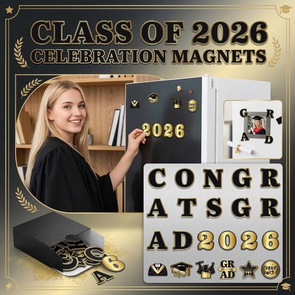 Graduation 2026 Decorations, Fridge Magnets, Classroom MagnetsforWhiteboard, Black Magnets, Gold Magnets, Star Decorations, Class Reunion, 22 In, 22 Pc