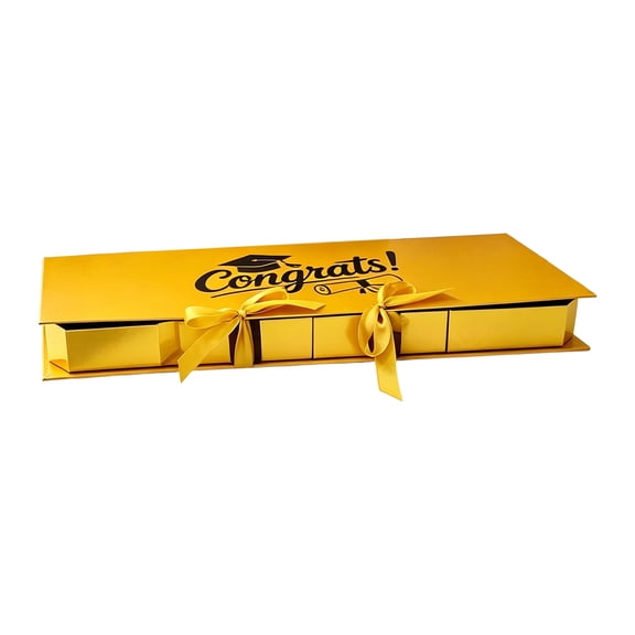 Graduation 2026 GRAD Letter Shaped Fillable Cardboard Wrapping Paper for DIY Party Includes Ribbon And Raffia Celebration Ideas