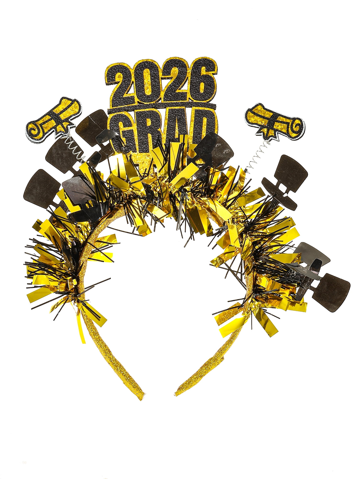 Graduation 2026 Grad Tinsel Headband, Gold, 1 Piece
