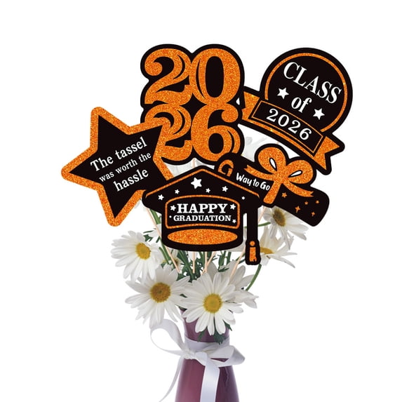 Graduation 2026 Party Paper Vase Decoration Party Decorations 5PCS Graduation Centerpiece Sticks for Table Vase Party Decor, Class of 2026 Graduation Party Supplies Decorations for Parties
