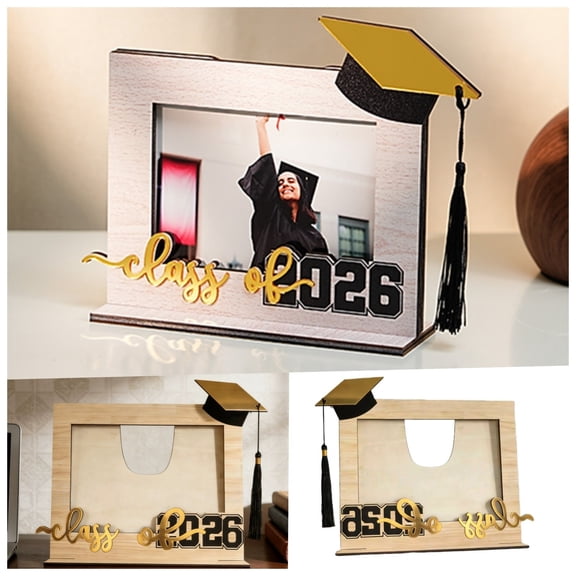 Graduation 2026 Wooden Photo Desktop Ornament for Hallway or RoomDecorative Memorial Keepsake in Horizontal Version