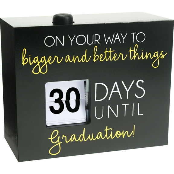 Pavilion Gift Company MDF & Plastic 30 Day Countdown Calendar, 5.5"W x 4.5"H, Black & Gold