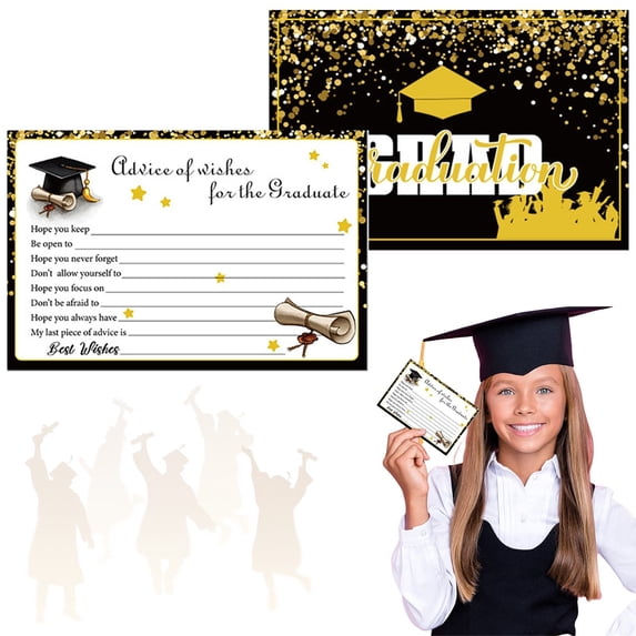 Graduation Advice Cards Verdsylv 8 Pack Graduation Advice Cards - Gold Star Wishes for Class of 2026, 4X6 Inch Greeting Cards for Grad Party Activities, Greeting Cards for Grads