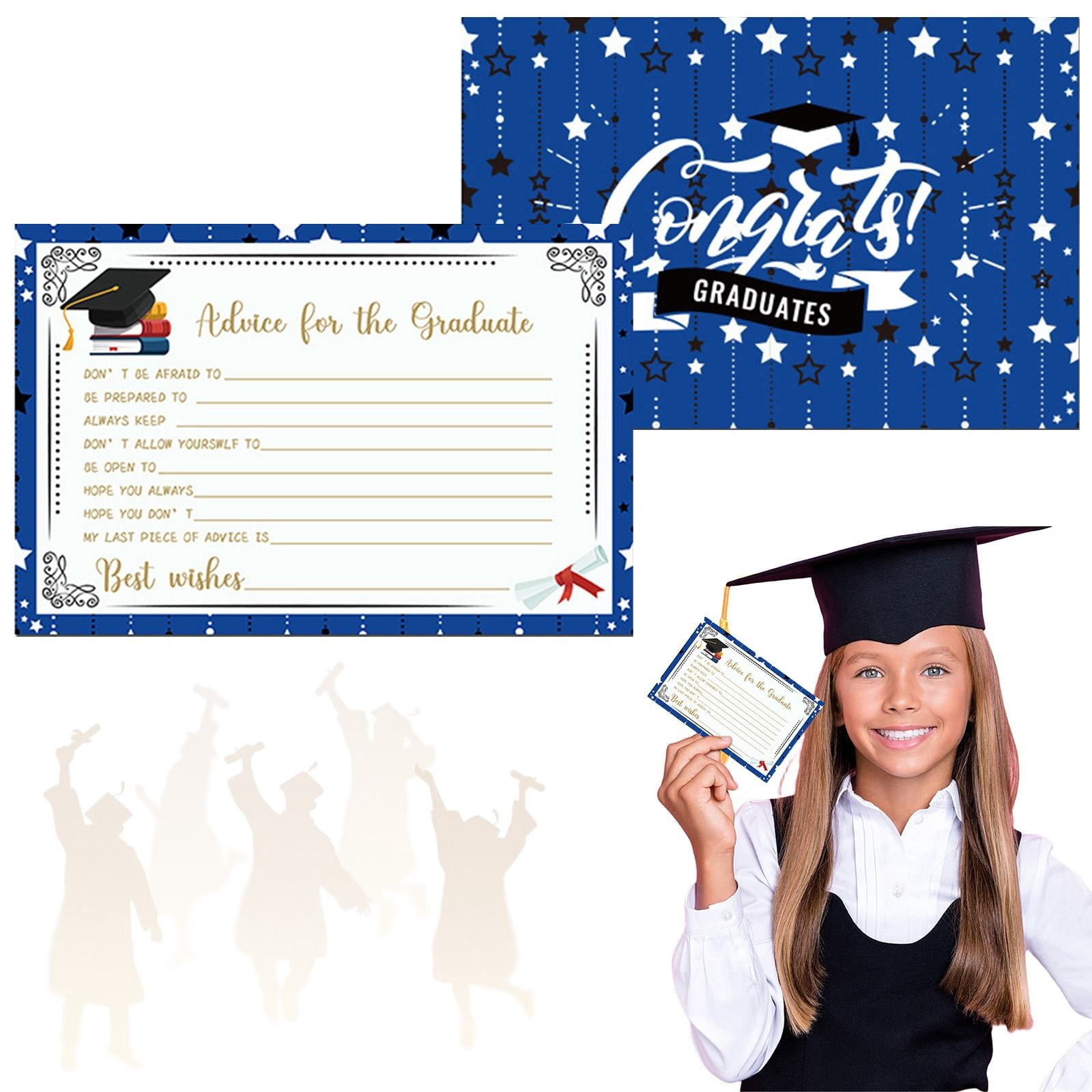 grad advice cards Graduation & Wishes Card resilience) Space for personal notes and a signature from each contributor Easy to collect at the party or ceremony and store in a keepsake box Ideal for high school Graduation Advice Cards - 50-Pack