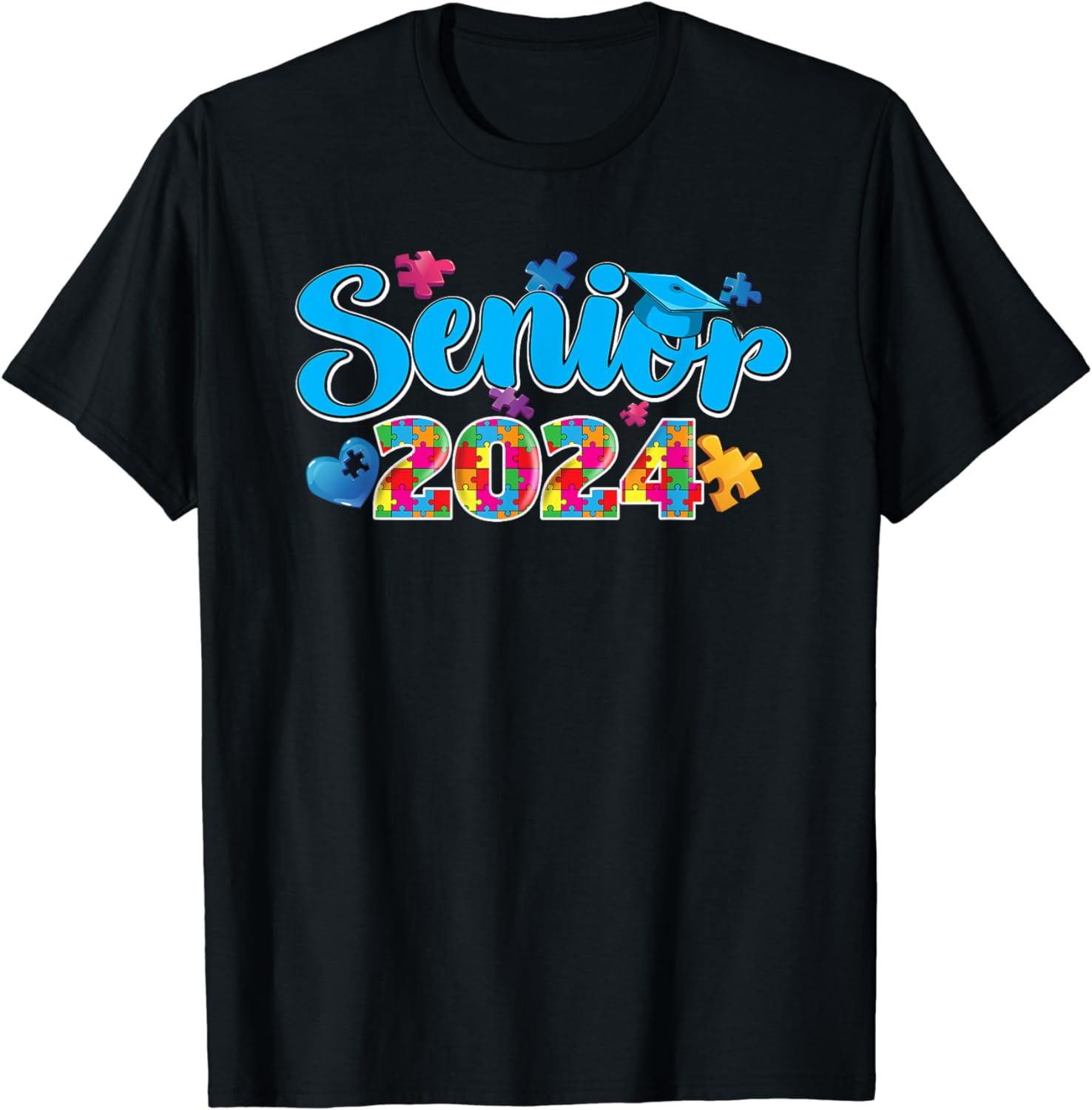 Graduation Autistic Student Senior 2024 Autism Awareness Cotton T-Shirt ...