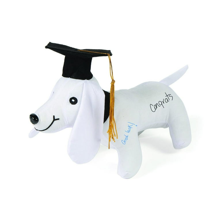 Graduation Autograph Dog Plush Stuffed Animal - Grad Gifts